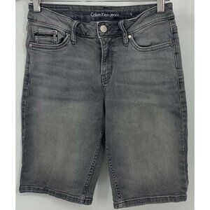 Calvin Klein City Shorts Size 2 Gray Denim Mid Rise Stretch Womens B67